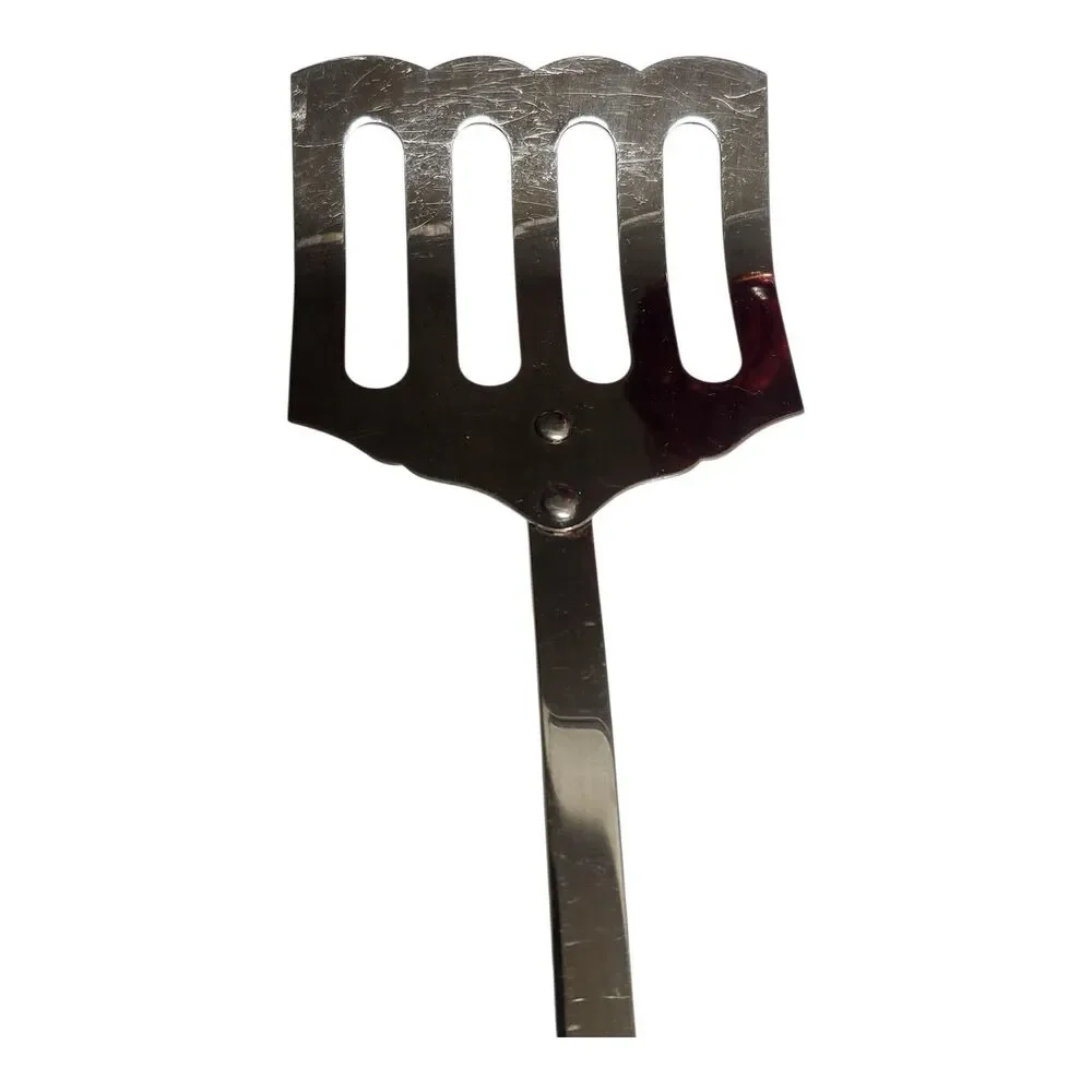 Vintage Slotted Spatula Turner Scalloped Curved USA‎ Stainless Steel